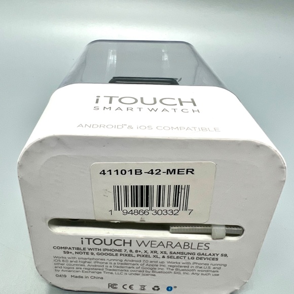 Touch Smartwatch Black Case Merlot Strap . iOS & Android  Compatible NWOT - Picture 5 of 5